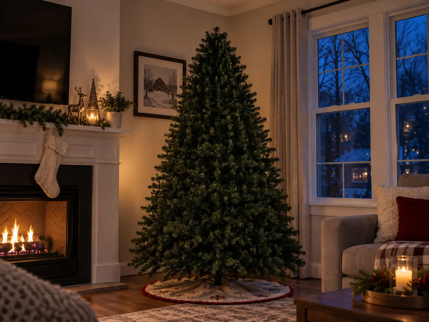 Same living room before AuroraTree lights